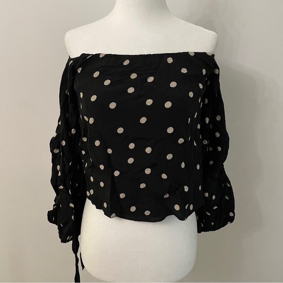 Lovers + Friends Polka Dot Off The Shoulder Blouse - Picture 1 of 5